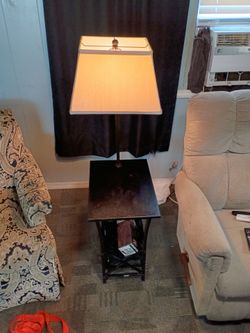 Floor Lamp with Built-In Side Table