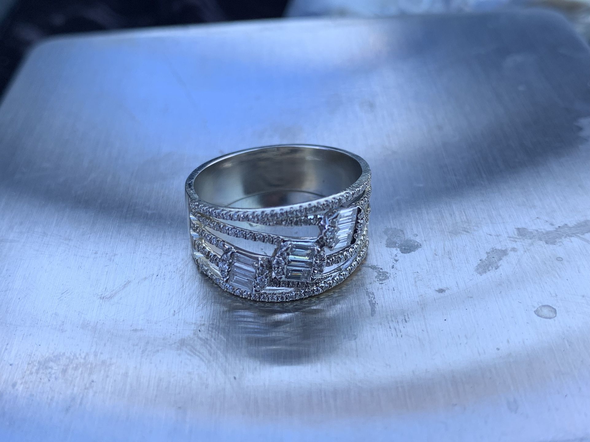White Gold Baguette Diamond 14k Ring