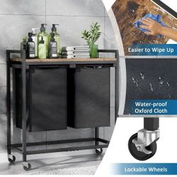 New/Open Box (See photos!) Modern Laundry Sorter w. 2 Bins 30" x 31" x 12" Space-Saving Organizer - Folding Surface holds up to 50 lbs