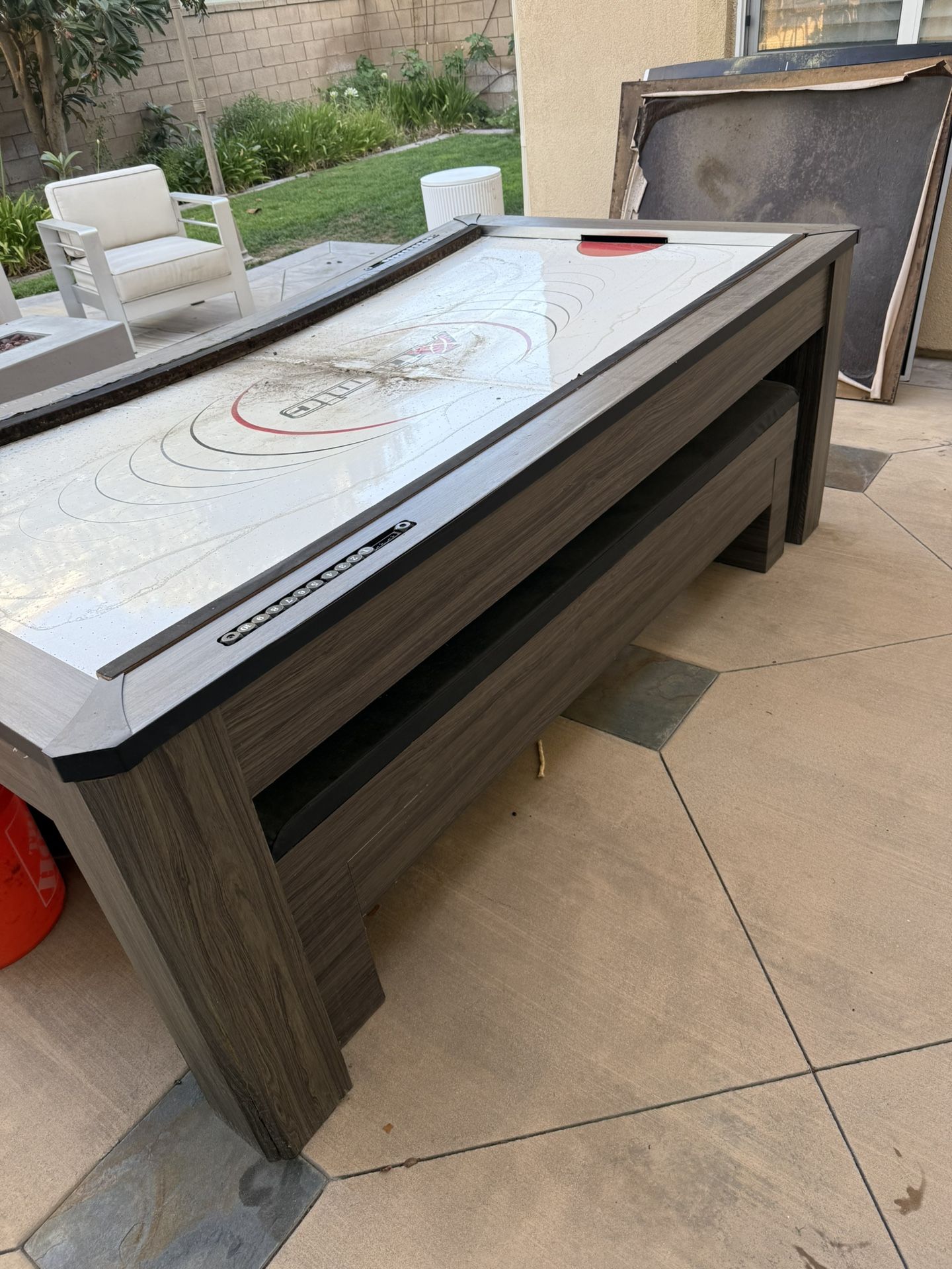 Free Air Hockey Table with 2 Benches 