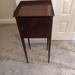 Antique Nightstand With Decorative Metal Handles