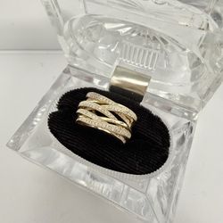 14k Diamond Multi Row Wave Ring
