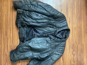 Vintage Style Leather Biker Jacket (black) 