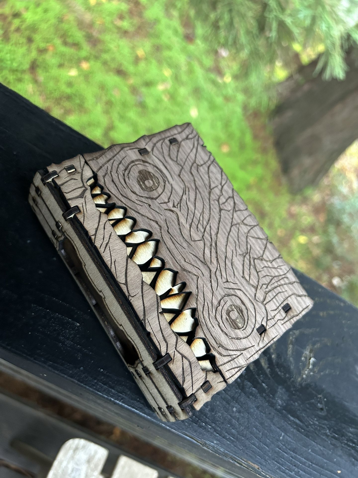 Wooden Monster Book 5”x4”x1.7” Walnut and Birch Dungeons & Dragons magic the gathering Card book box