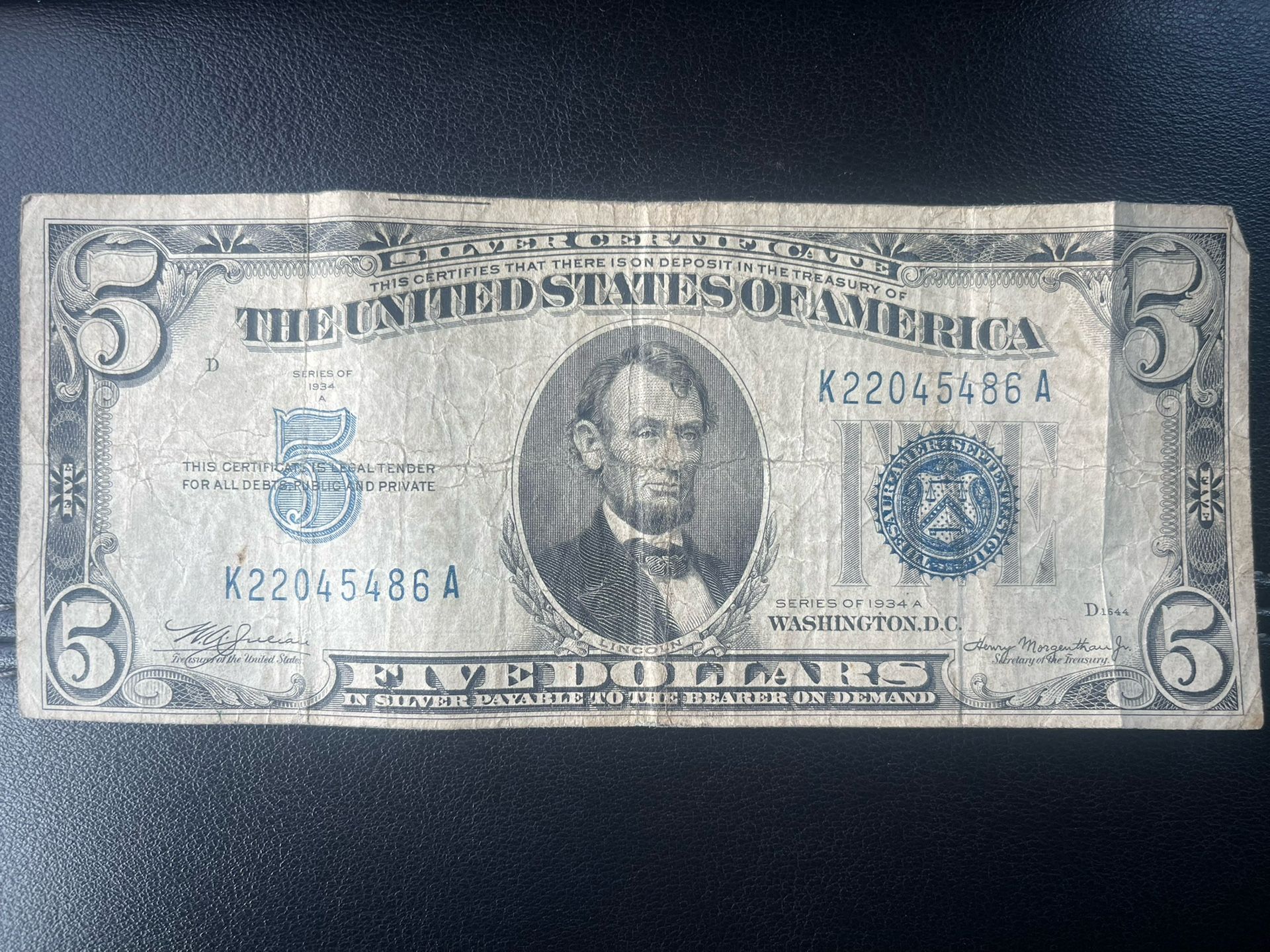 Rare 1934 $5