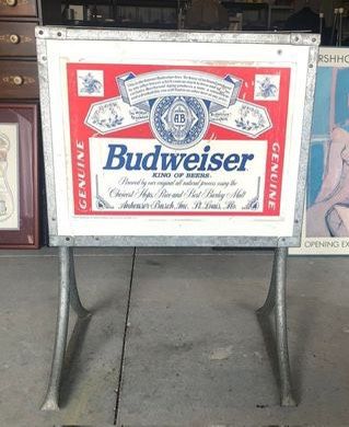 Vintage Budweiser Galvanized Party Cooler on Stand