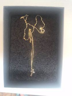 Real 14K Gold Women's Italian Cross Necklace (CZ Accent)