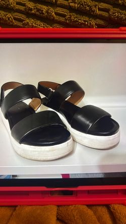 size 9 Black Platform Sandals with Ankle Strap