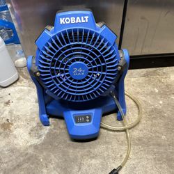 Kobalt 7-in 24-Volt 3-Speed High Velocity Indoor or Outdoor Blue Misting Floor Fan