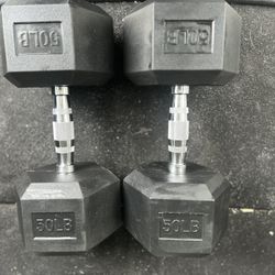 Two 50 pound Dumbbells
