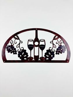 1/2 Oval No Welcome 2 Wine Glasses 1 Bottle Metal Sign 12x23