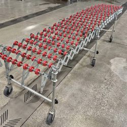 NestaFlex gravity skate wheel conveyor.   28" height (adjustable). Condenses down to 36" for easy storage. 5" locking swivel casters  Expandable Mobil