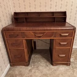 Antique Wooden Desk with Hutch