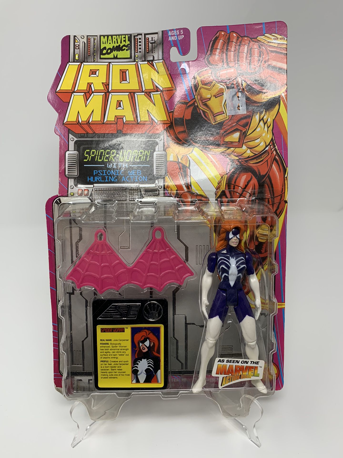 Vintage Spider-Woman Action Figure from 90’s Iron Man Cartoon (Brand new/bent card)