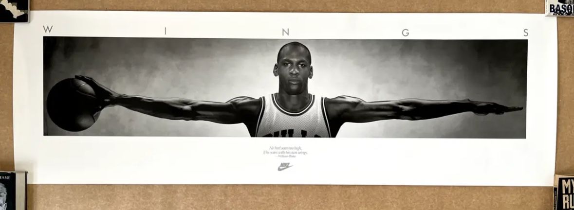 VINTAGE MICHAEL JORDAN NIKE - WINGS POSTER 76" X 24" 1st print NOS