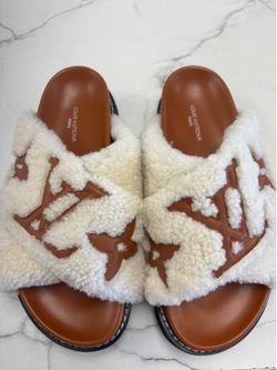 Louis Vuitton Monogram Shearling Slides Women's Size: 5 | IT 35