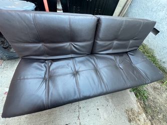 Dark Brown Faux Leather Futon Sofa