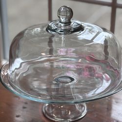Elegant Glass Cake Stand with Dome