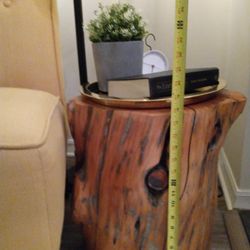 Tree stump side table or stool