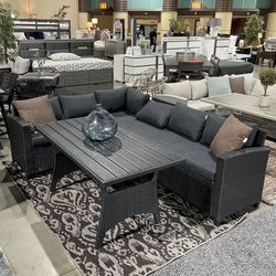 Outdoor Patio Dining Table Bench Set
