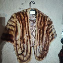 Vintage 100% Real Mink Shoulder Wrap Or Cloak