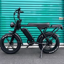 Electric Ebike (Extended Seat/Single Battery) (Retro Style) 1000 Peak Watt Motor 30mph, 15ah Battery (Black Seat) 
