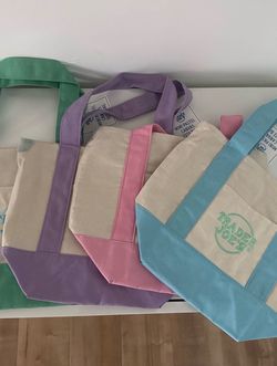 Trader Joe’s Pastel Mini Canvas Tote - Green, Pink, Blue, Purple