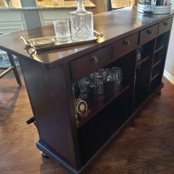 Bar And Set Of Swivel Bar Stools 