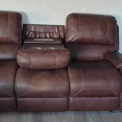 Faux Leather Reclining Couch