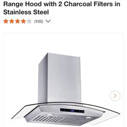 Vissani 30 in. W Convertible Glass Wall Mount Range Hood with 2 Charcoal Filters in Stainless Steel