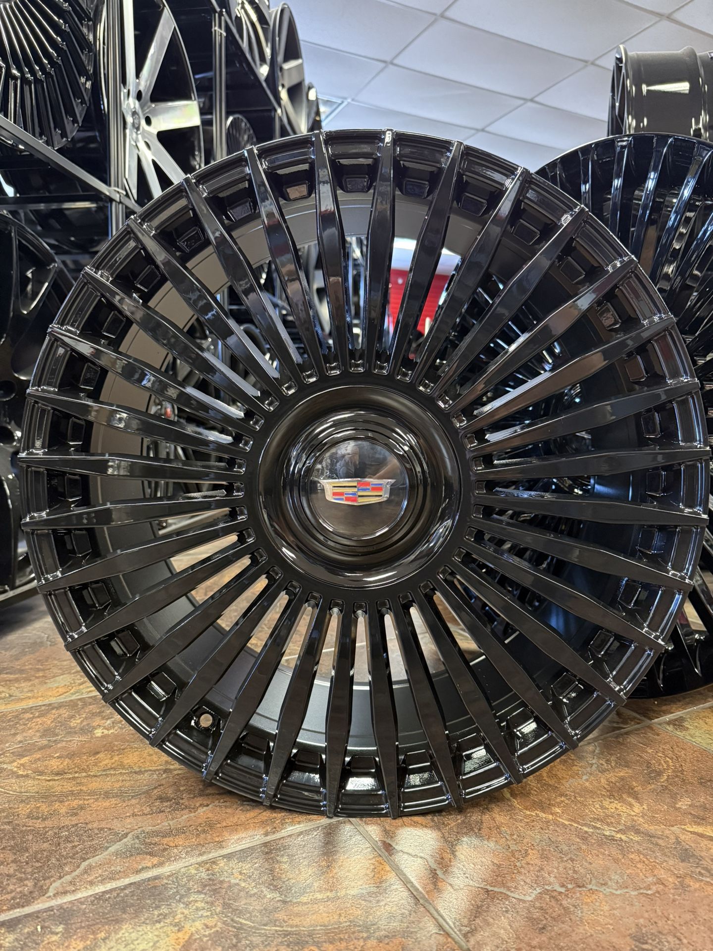 22” Gloss Black Wheels with Tires Escalade Tahoe Yukon Sierra Rims Suburban Silverado 