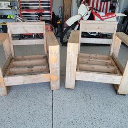 Rustic Handmade Wooden Armchairs – Heavy Duty & Sturdy (Set of 2)