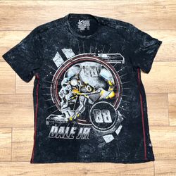 Chase Authentics Dale Earnhardt Jr NASCAR Racing Skull Acid Wash T Shirt Adult L
