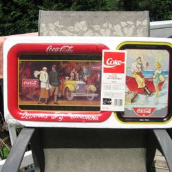 1988 Coca-Cola 4 Metal Tray Set by The Ohio Art Company~New

