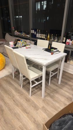 Modern Marble Dining Table Set with 4 Chairs 🍽️ Moving sale picked up only