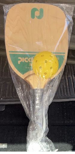 1-Pickle-Ball Master Wooden Pickleball Paddle with Yellow Perforated Ball, New