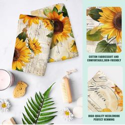 Yellow Sunflowers Kitchen Towels Decorative Set Vintage Watercolor Dish Towels Hand Towels for Kitchen Farmhouse Holiday Home Decor Gifts for Women,Ho