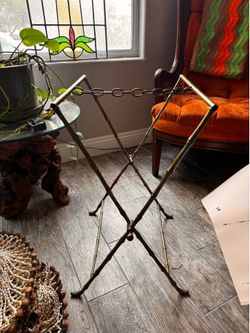 Brass Faux Bamboo Folding Tray Stand