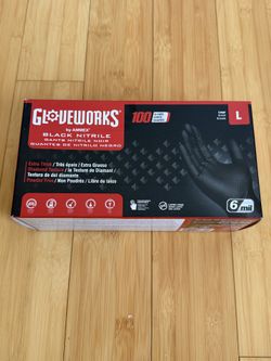 GLOVEWORKS Medium Duty Black Nitrile Gloves for Auto, Mechanics, Large - 100 Count
