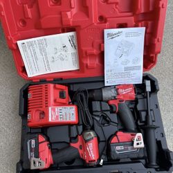M18 FUEL 18V Lithium-lon Brushless Cordless Surge Impact and Hammer Drill Combo Kit