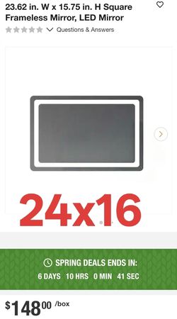23.62 in. W x 15.75 in. H Square Frameless Mirror, LED Mirror