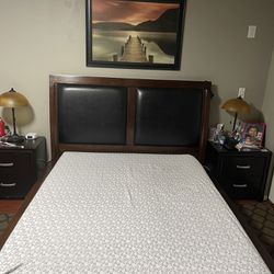 Queen Bed Frame( No Mattress) and two Night Stands