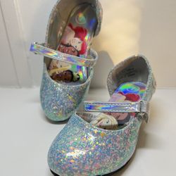 Disney Little Girls Princess Pink Iridescent Glitter Shoes Size 7