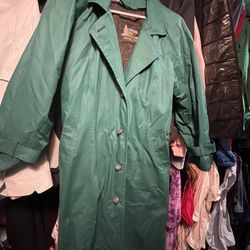 London Fog Green Lined Rain/Trench coat - Read Info 