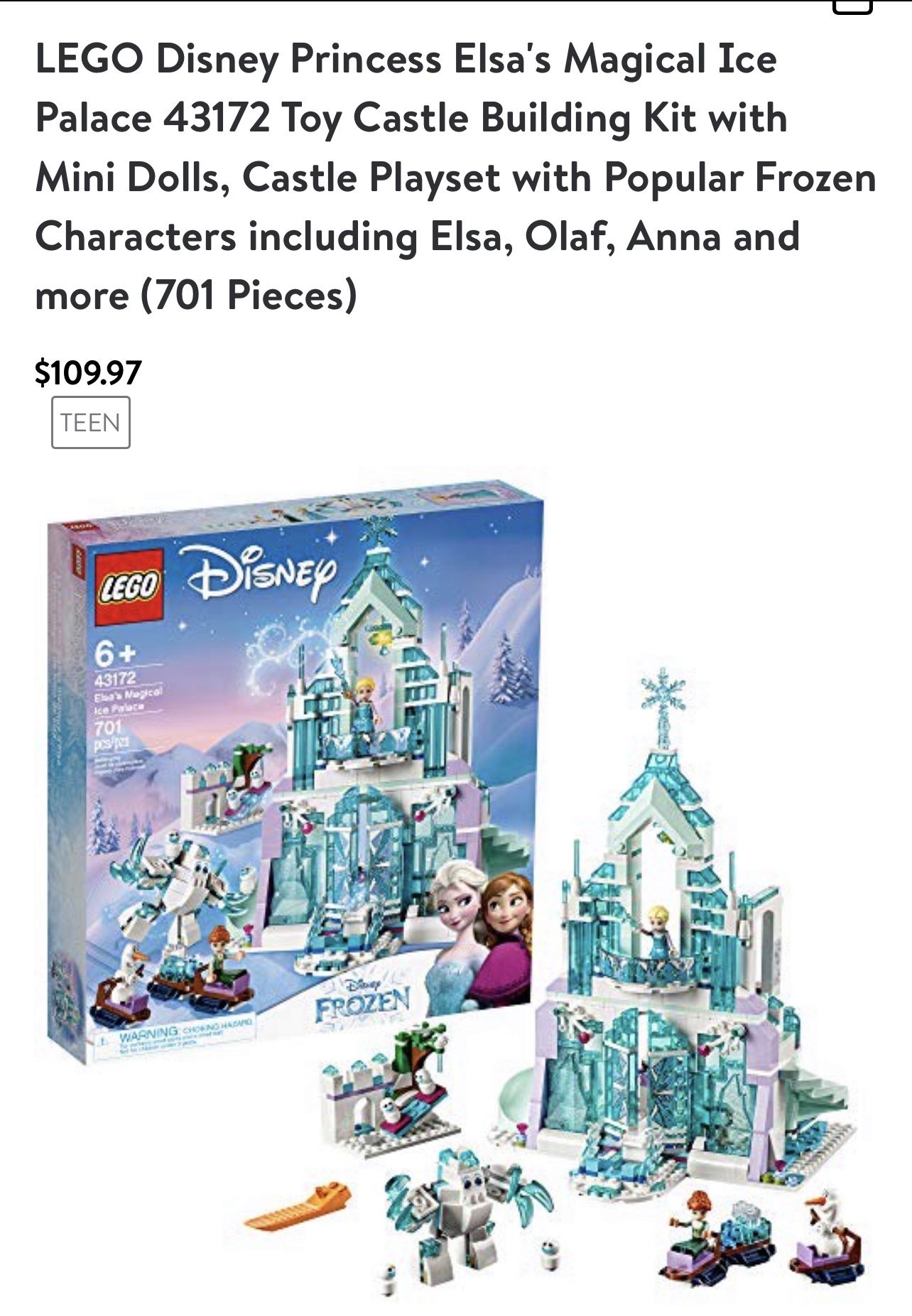 Elsa Castle Lego Disney Frozen 43172 Lego Disney Princess Elsa's - Main Image