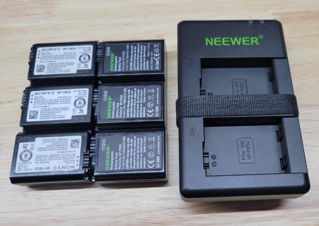 (6) Sony NP-FW50 Batteries for Alpha A5000 A6000 A6100 A6300 A6400 A6500 A7 A7II A7R A7RII A7S A7SII