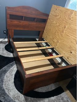 Full Size Bookcase Bed with Twin Trundle/Storage Drawer – Solid Wood – Excellent Condition
