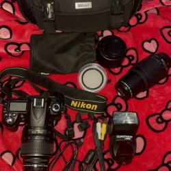 Nikon D90 DSLR Camera Bundle w/ 2 Lenses, Flash, Bag – AS IS
