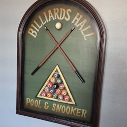 BEAUTIFUL WOODEN POOL& SNOOKER SIGN 