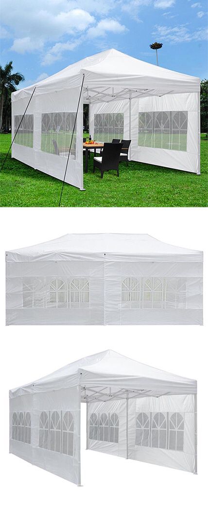 New $190 Heavy-Duty 10x20 Ft Outdoor Ez Pop Up Party Tent Patio Canopy w/Bag & 6 Sidewalls, White